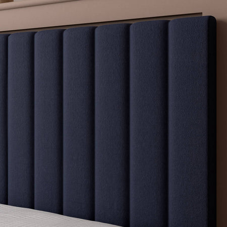 Maisie Upholstered Velvet LED Bed - Navy Blue (2 Sizes)