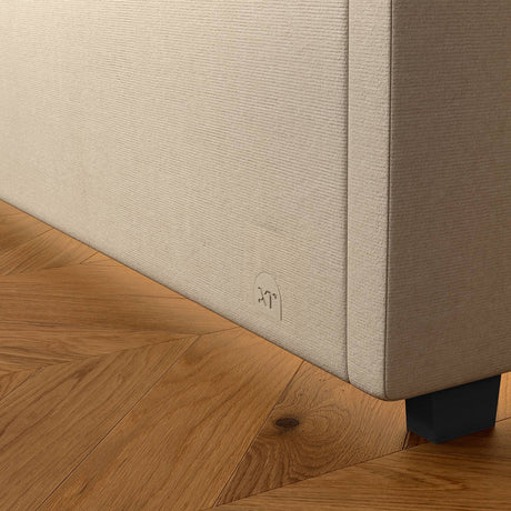 Maisie Upholstered Velvet LED Ottoman Bed - Natural Stone (2 Sizes)