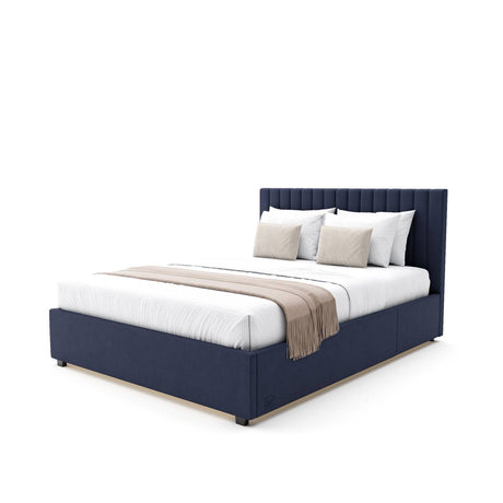 Maisie Upholstered Velvet LED Ottoman Bed - Navy Blue (2 Sizes)