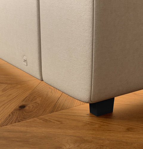 Maisie Upholstered Velvet LED Ottoman TV Bed - Natural Stone (2 Sizes)