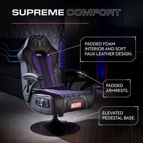 Officially Licensed Marvel™ Elite 2.1 Audio Console Gaming Chair - Black Panther
