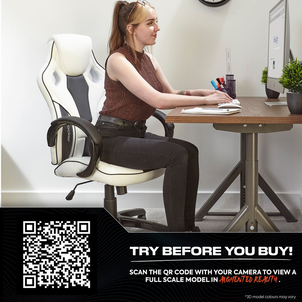 Maverick Ergonomic PC Office Gaming Chair - White / Black