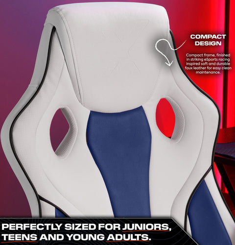 Maverick Ergonomic PC Office Gaming Chair - White / Blue