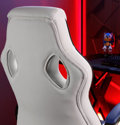 Maverick Ergonomic PC Office Gaming Chair - White / Blue