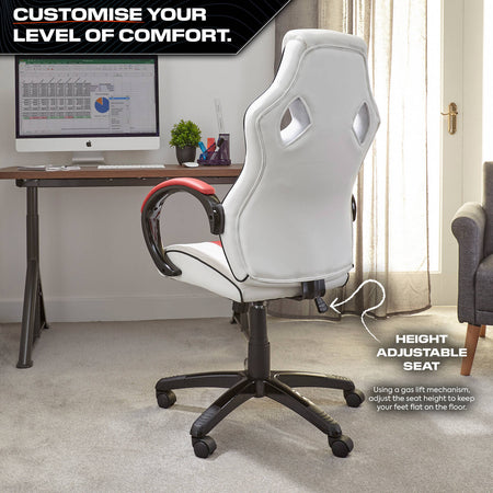 Maverick Ergonomic PC Office Gaming Chair - White / Red