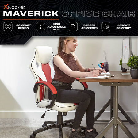 Maverick Ergonomic PC Office Gaming Chair - White / Red