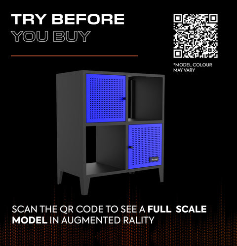 Mesh-Tek 4 Cube Square Storage Unit - Black / Blue