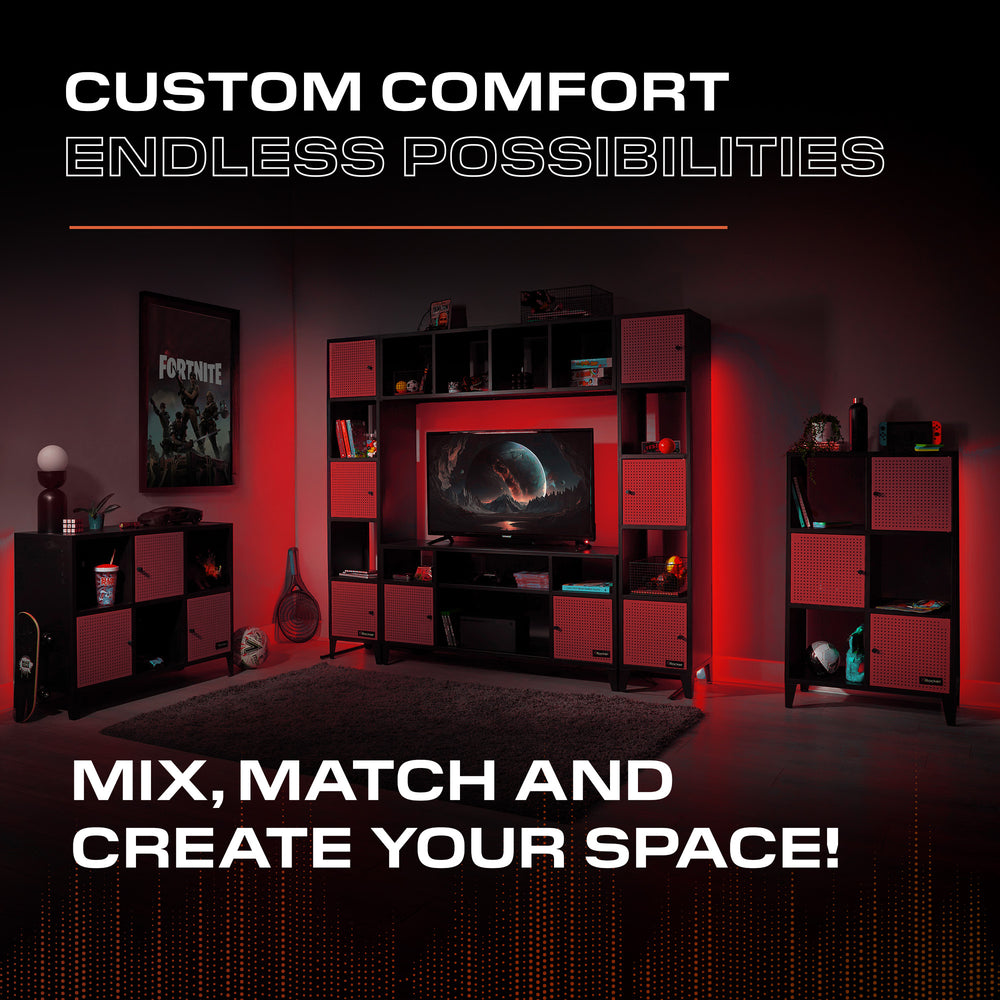 Mesh-Tek 4 Cube Square Storage Unit - Black / Red