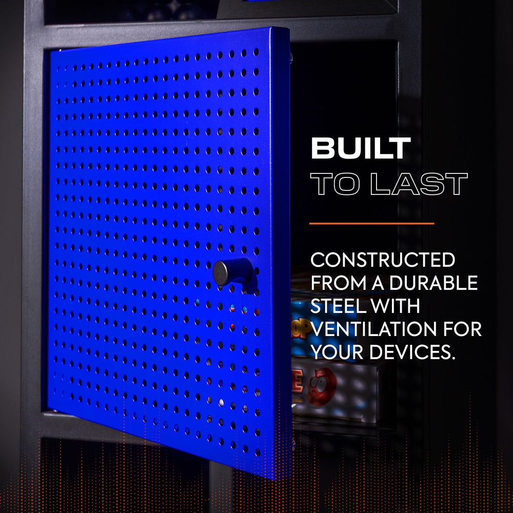 Mesh-Tek Tall 5 Cube Storage Unit - Black / Blue
