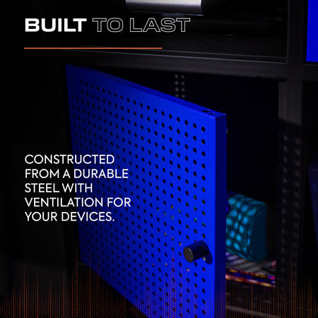 Mesh-Tek Tall 6 Cube Storage Unit - Black / Blue