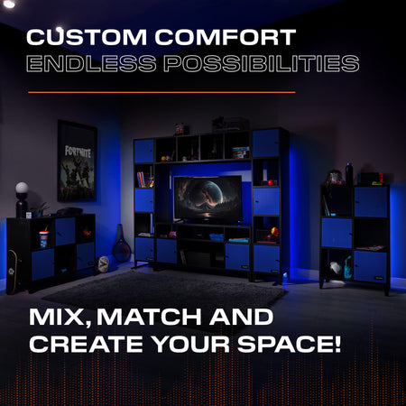 Mesh-Tek Tall 6 Cube Storage Unit - Black / Blue