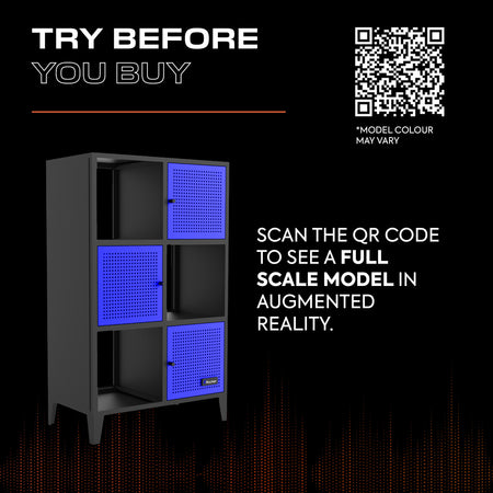 Mesh-Tek Tall 6 Cube Storage Unit - Black / Blue