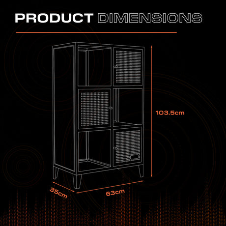 Mesh-Tek Tall 6 Cube Storage Unit - Black / Blue