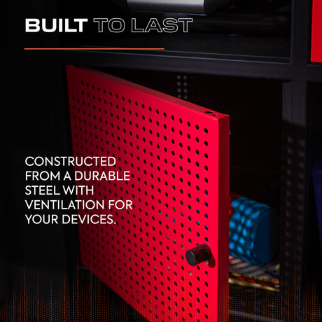 Mesh-Tek Tall 6 Cube Storage Unit - Black / Red