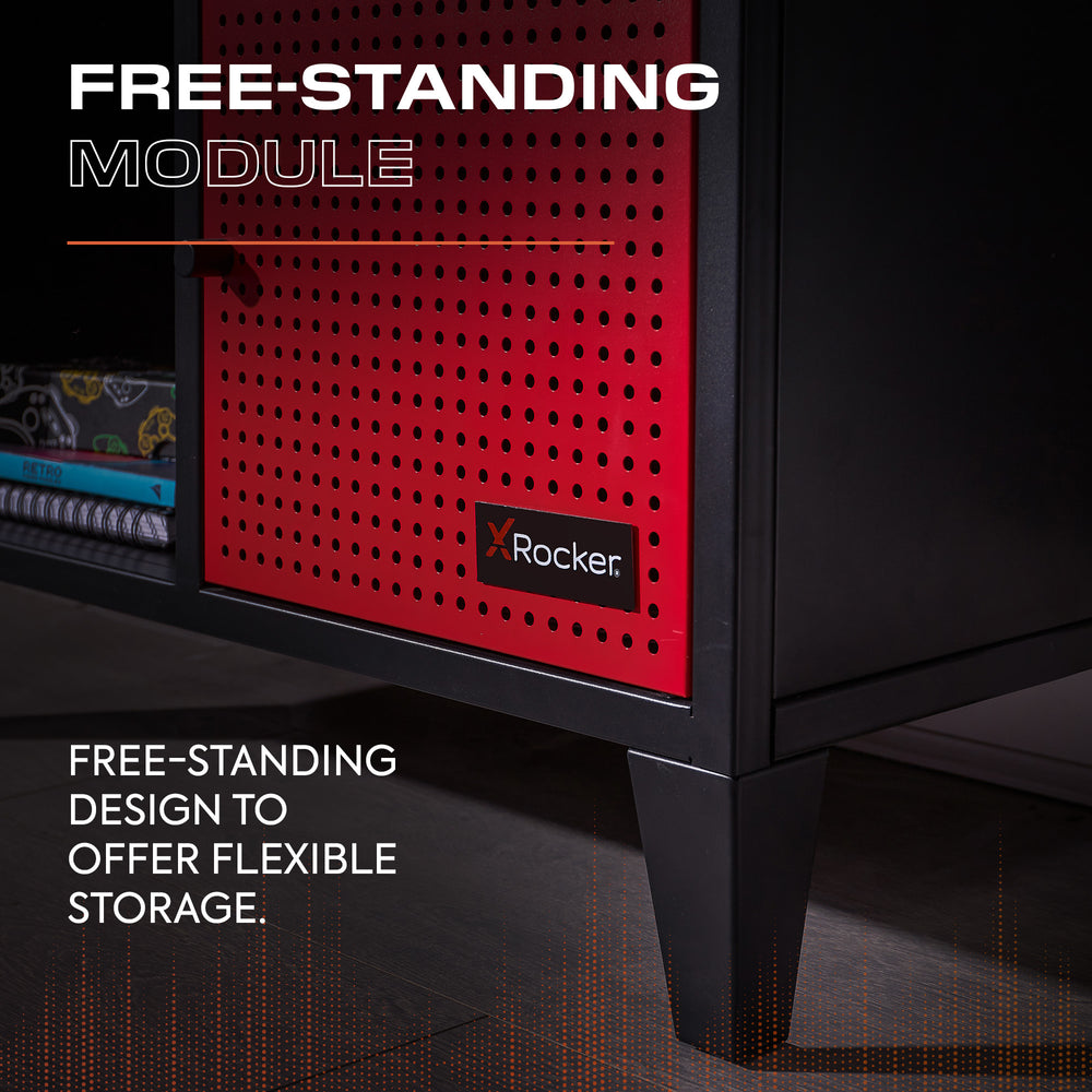 Mesh-Tek Tall 6 Cube Storage Unit - Black / Red