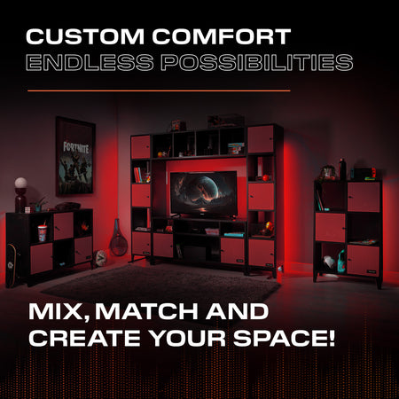 Mesh-Tek Tall 6 Cube Storage Unit - Black / Red