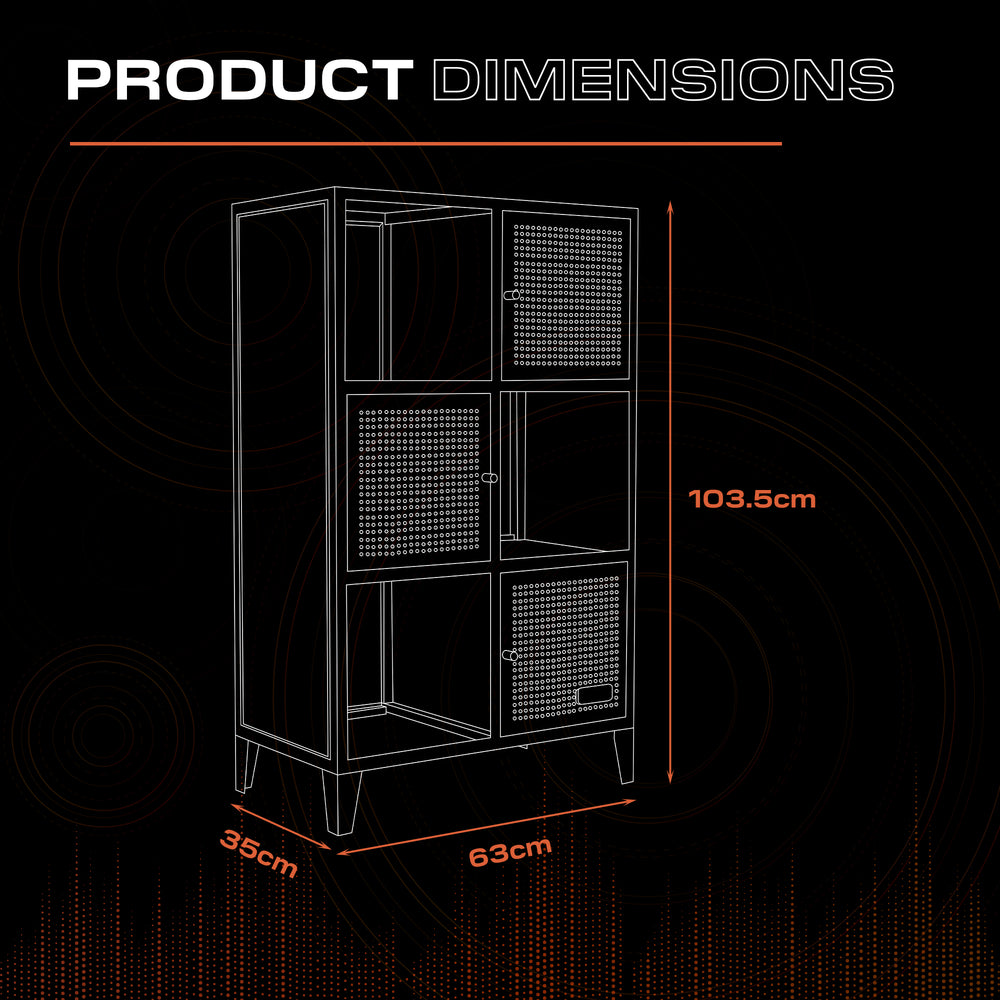 Mesh-Tek Tall 6 Cube Storage Unit - Black / Red