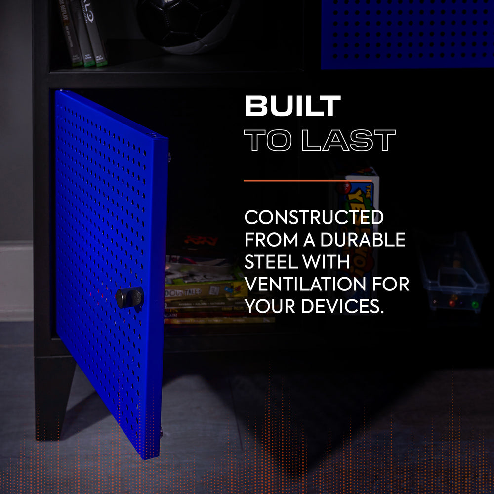 Mesh-Tek Wide 6 Cube Storage Unit - Black / Blue