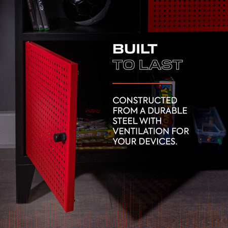 Mesh-Tek Wide 6 Cube Storage Unit - Black / Red