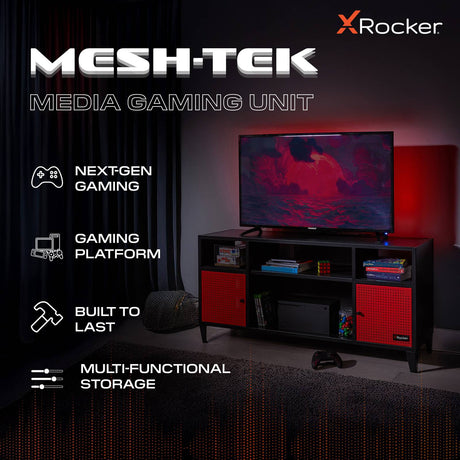 Mesh-Tek Media TV Unit - Black / Red