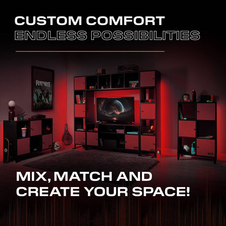 Mesh-Tek Media TV Unit - Black / Red