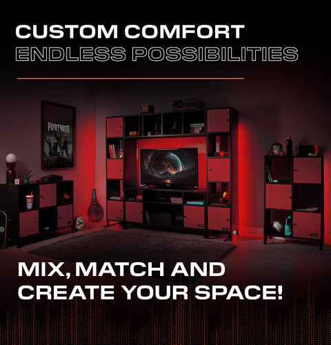 Mesh-Tek Media TV Unit - Black / Red