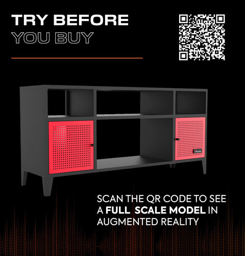 Mesh-Tek Media TV Unit - Black / Red