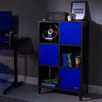 Mesh-Tek Tall 6 Cube Storage Unit - Black / Blue