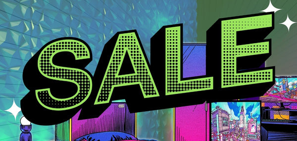 Sale sign with colorful background