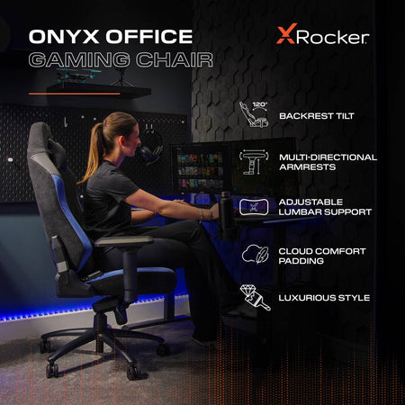 Onyx Ergonomic PC Office Gaming Chair - Fabric Black / Blue
