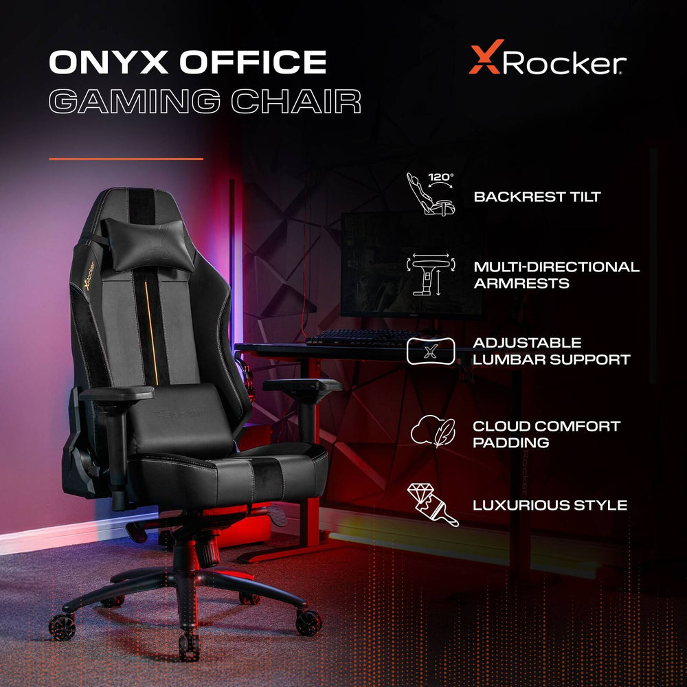 Onyx Ergonomic PC Office Gaming Chair - Fabric Black / Gold