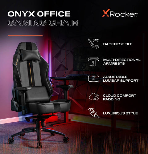 Onyx Ergonomic PC Office Gaming Chair - Fabric Black / Gold