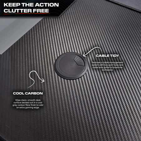 Panther XL 155cm Reversible Corner Gaming Desk with Mousepad - Carbon Black