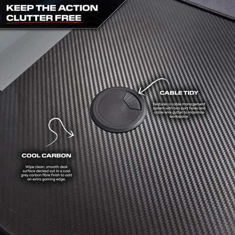 Panther XL 155cm Reversible Corner Gaming Desk with Mousepad - Carbon Black