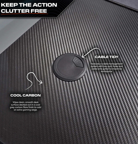 Panther XL 155cm Reversible Corner Gaming Desk with Mousepad - Carbon Black