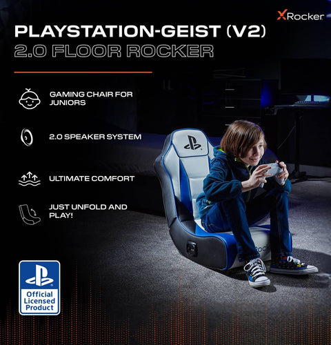 Officially Licensed Playstation™ Geist 2.0 Audio Gaming Chair for Kids - White