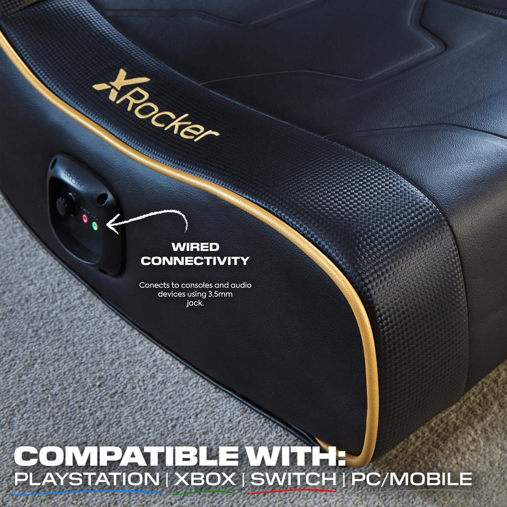 Shadow 2.0 Audio Floor Rocker Gaming Chair for Kids - Gold / Black