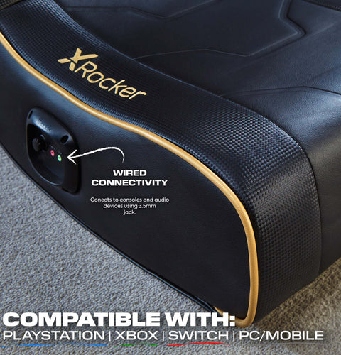 Shadow 2.0 Audio Floor Rocker Gaming Chair for Kids - Gold / Black