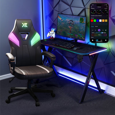 Tempest and Lumio 110cm RGB PC Gaming Chair and Desk Bundle