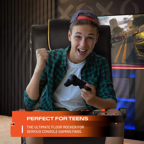 Person playing video games in a gaming chair with text 'Perfect for Teens' and Xbox branding.