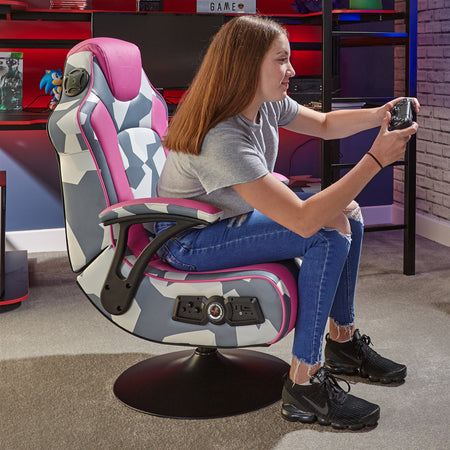 Geo Camo 2.1 Audio Gaming Chair with Vibration - Pink