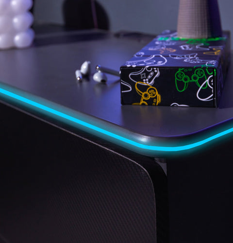 Carbon-Tek LED Chest of 3 Drawers - Grey / Red RGB