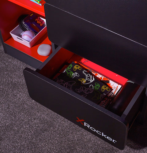 Carbon-Tek LED Chest of 3 Drawers - Grey / Red RGB