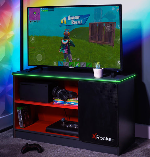 Carbon-Tek LED TV Media Unit - Grey / Red RGB