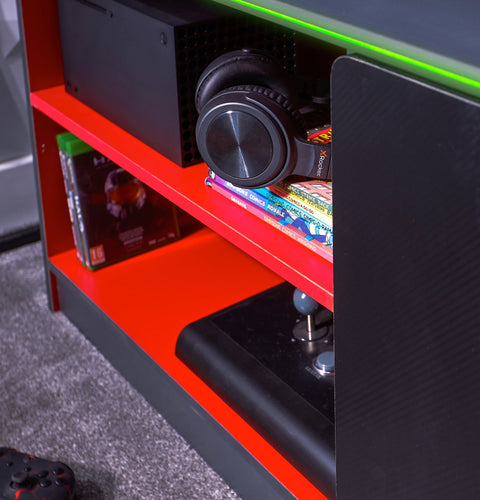 Carbon-Tek LED TV Media Unit - Grey / Red RGB