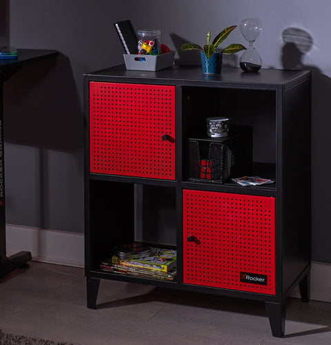 Mesh-Tek 4 Cube Square Storage Unit - Black / Red