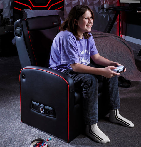 Shift Luxe Jr 2.1 Audio Ottoman Gaming Chair for Kids - Black