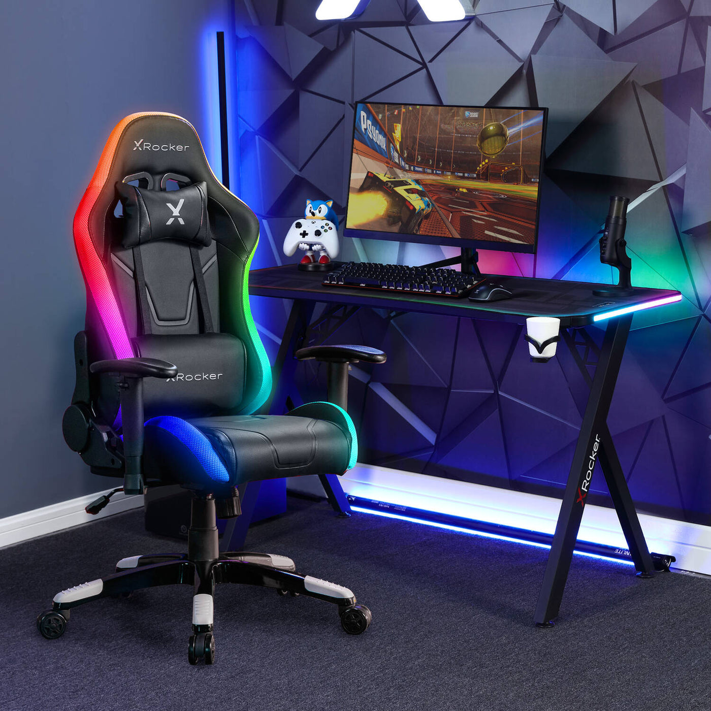 Ergonomic gaming chair with headrest and lumbar support