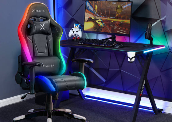 Ergonomic gaming chair with headrest and lumbar support