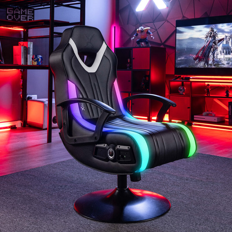 X Rocker Gaming Pedestal Chair with built-in speakers and ergonomic design